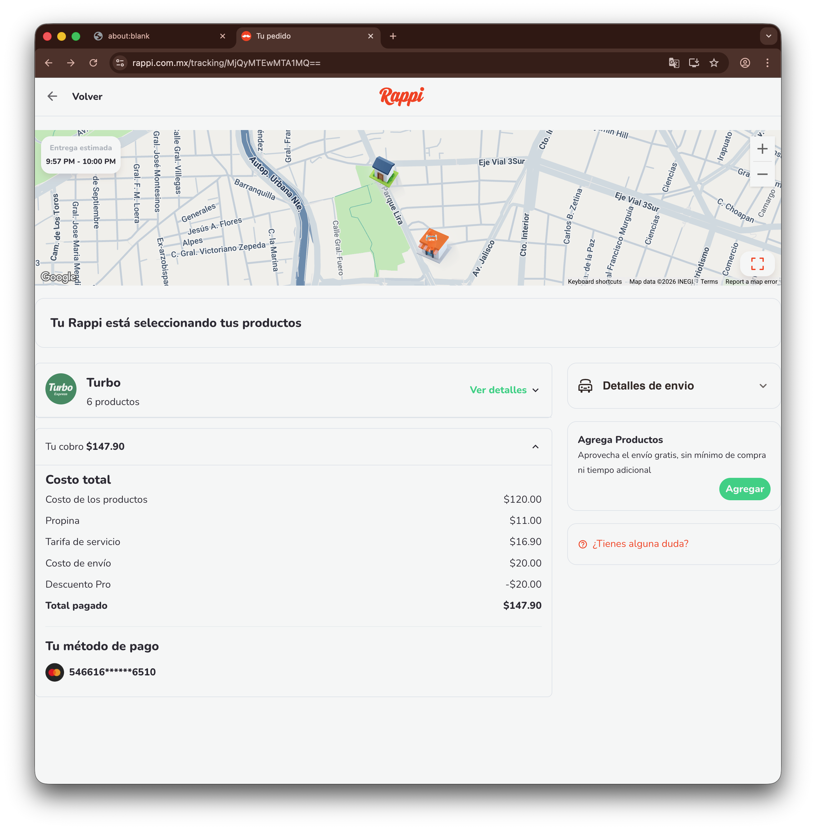 Rappi Order Confirmation